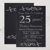 Classy Black Texture Jubileum Invitation Kaart (Voorkant / Achterkant)