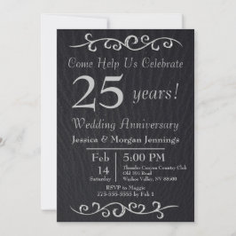 Classy Black Texture Jubileum Invitation Kaart