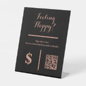 Classy Black Tip Your Bartender QR Code  Reclamebord Met Voetstuk (Voorkant)