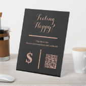 Classy Black Tip Your Bartender QR Code  Reclamebord Met Voetstuk (Insitu)