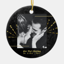 Classy Black Velvet Gold Fireworks Eerste Kerstmis