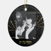 Classy Black Velvet Gold Fireworks Eerste Kerstmis Keramisch Ornament (Links)
