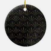 Classy Black Velvet Gold Fireworks Eerste Kerstmis Keramisch Ornament (Achterkant)