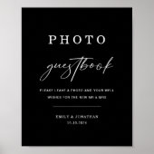 Classy Black Wedding Foto Gastboek Teken Poster (Voorkant)