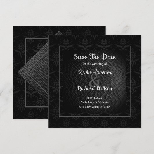 Classy Black Wedding Save the Date (Voorkant / Achterkant)