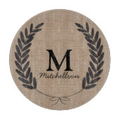 Classy Black Wheat Laurels Burlap - gepersonalisee Snijplank (Voorkant)