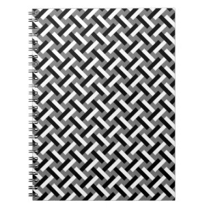 Classy Black & White Art Deco Herringbone Pattern Notitieboek