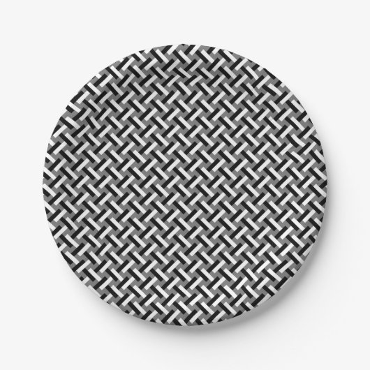 Classy Black & White Art Deco Herringbone Pattern Papieren Bordje (Voorkant)
