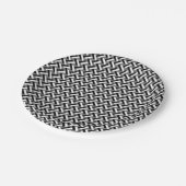 Classy Black & White Art Deco Herringbone Pattern Papieren Bordje (Gekanteld)