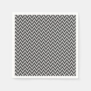Classy Black & White Art Deco Herringbone Pattern Servet