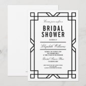 Classy Black White Art Deco Lijst Vrijgezellenfees Kaart (Voorkant / Achterkant)