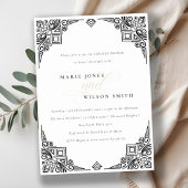 Classy Black White Art Deco paren Shower Kaart