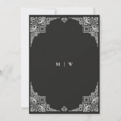 Classy Black White Art Deco  Verloving Kaart (Achterkant)