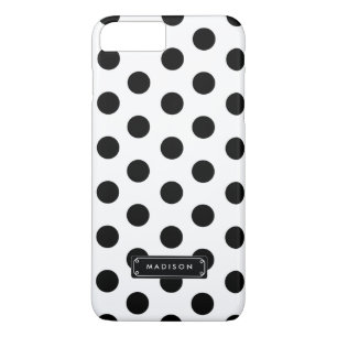 Classy Black White Big Polka Dots gepersonaliseerd Case-Mate iPhone Case