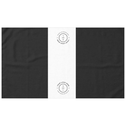 Classy Black White Business Logo Stripe Event Show Tafelkleed (Voorkant (Horizontaal))