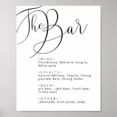 Classy Black White Calligraphy trouwbar menu Poster (Voorkant)