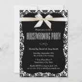 Classy Black & White Damask Housewarming Party Kaart (Voorkant)