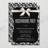 Classy Black & White Damask Housewarming Party Kaart (Voorkant / Achterkant)