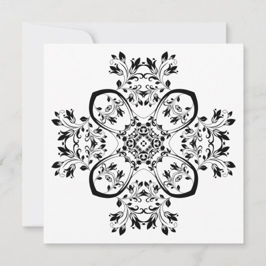 Classy Black & White Floral Invitation Kaart (Achterkant)