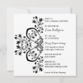 Classy Black & White Floral Invitation Kaart (Voorkant)