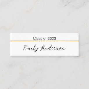 Classy Black White Gold Afstuderen Name Kaart Mini Visitekaartje