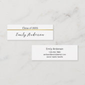 Classy Black White Gold Afstuderen Name Kaart Mini Visitekaartje (Voorkant / Achterkant)