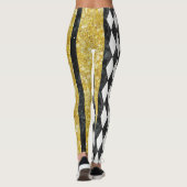 Classy Black White Gold Harlequin Diamond Argyle Leggings (Achterkant)