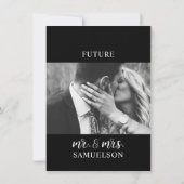 Classy Black White Heart Engagement Party PHOTO Kaart (Achterkant)