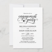 Classy Black White Heart Engagement Party PHOTO Kaart (Voorkant)