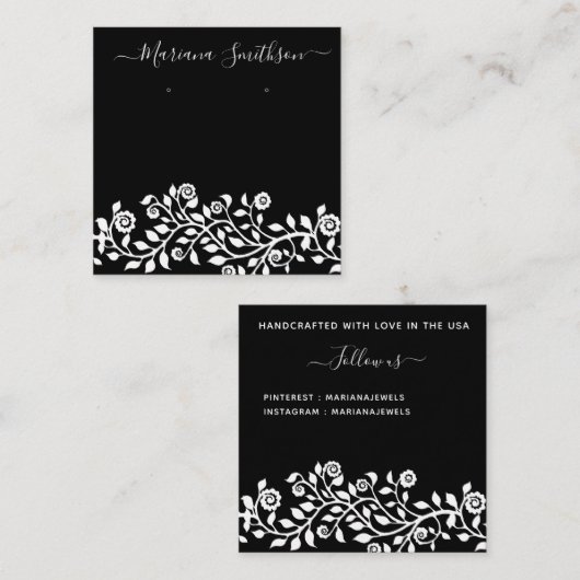 Classy Black White — Kaarten met groot draagvlak Vierkante Visitekaartje (Voorkant / Achterkant)