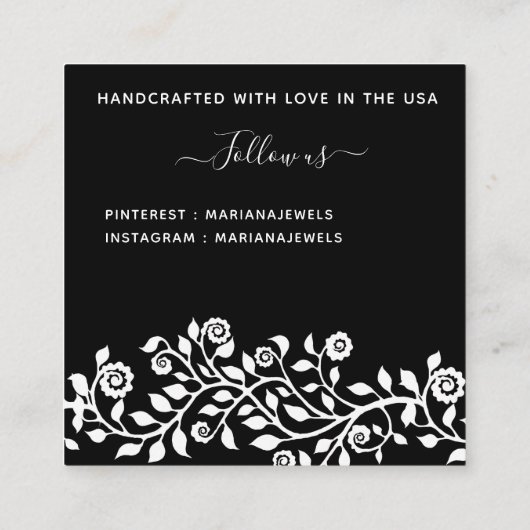 Classy Black White — Kaarten met groot draagvlak Vierkante Visitekaartje (Achterkant)