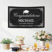Classy Black White  Lijst Graduation Party Spandoek