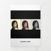 Classy Black & White Modern Artist Overzicht Drieluik Kaart (Cover)