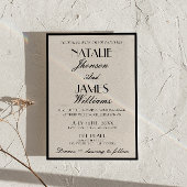 Classy Black White Old Money Fancy QR Code Wedding Kaart