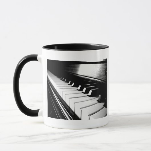 Classy Black & White Piano Photography Mok (Links)