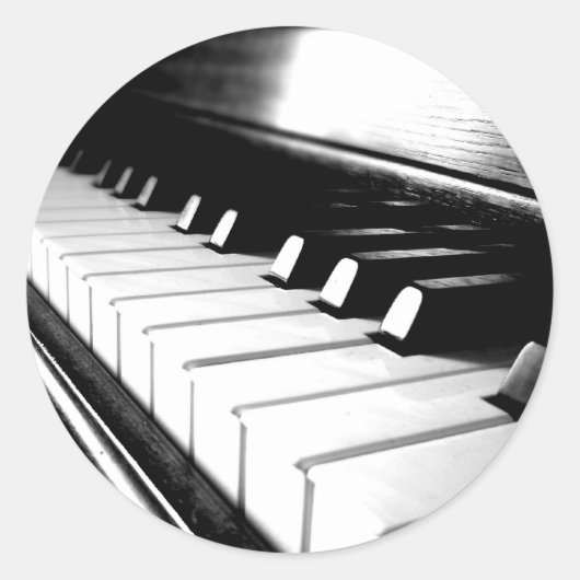 Classy Black & White Piano Photography Ronde Sticker (Voorkant)