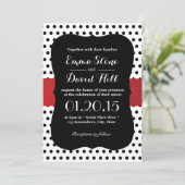 Classy Black & White Polka Dot Wedding Kaart (Staand voorkant)