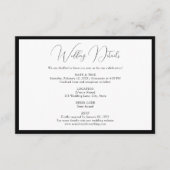 Classy Black & White Script Border Wedding Details Informatiekaartje (Voorkant)