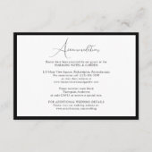 Classy Black & White Script Wedding Accommodations Informatiekaartje (Voorkant)