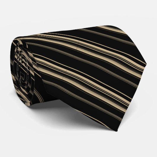 Classy Black White Sepia Striped Pattern Stropdas (Opgerold)