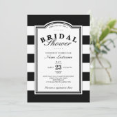Classy Black White Striped Vrijgezellenfeest Invit Kaart (Staand voorkant)