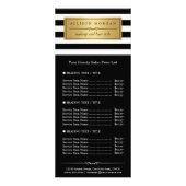 Classy Black White Stripes Golden Label prijslijst Reclamekaart (Voorkant)