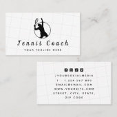 Classy Black & White Tennis Coach Professional Visitekaartje (Voorkant / Achterkant)