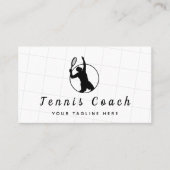 Classy Black & White Tennis Coach Professional Visitekaartje (Voorkant)