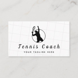Classy Black & White Tennis Coach Professional Visitekaartje