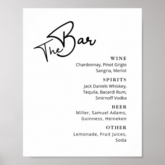 Classy Black white typografie bruiloft menu Pos Poster (Voorkant)