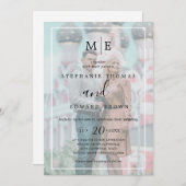 Classy Black & White Vellum Effect Foto Weddenscha Kaart (Voorkant / Achterkant)