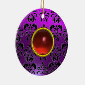 CLASSY BLACK YELLOW DAMASK GEM STONE KERAMISCH ORNAMENT (Rechts)