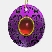 CLASSY BLACK YELLOW DAMASK GEM STONE KERAMISCH ORNAMENT (Links)