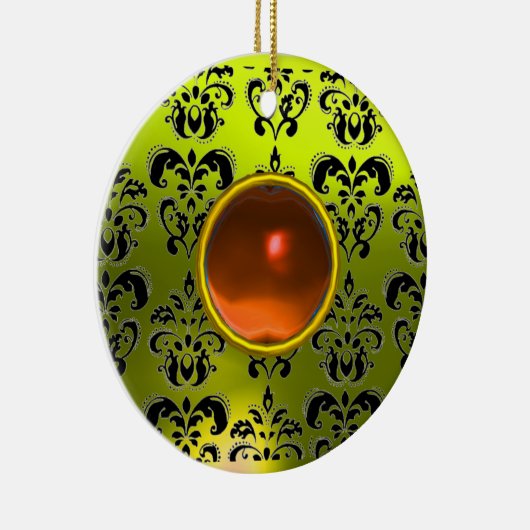 CLASSY BLACK YELLOW DAMASK GEM STONE KERAMISCH ORNAMENT (Rechts)